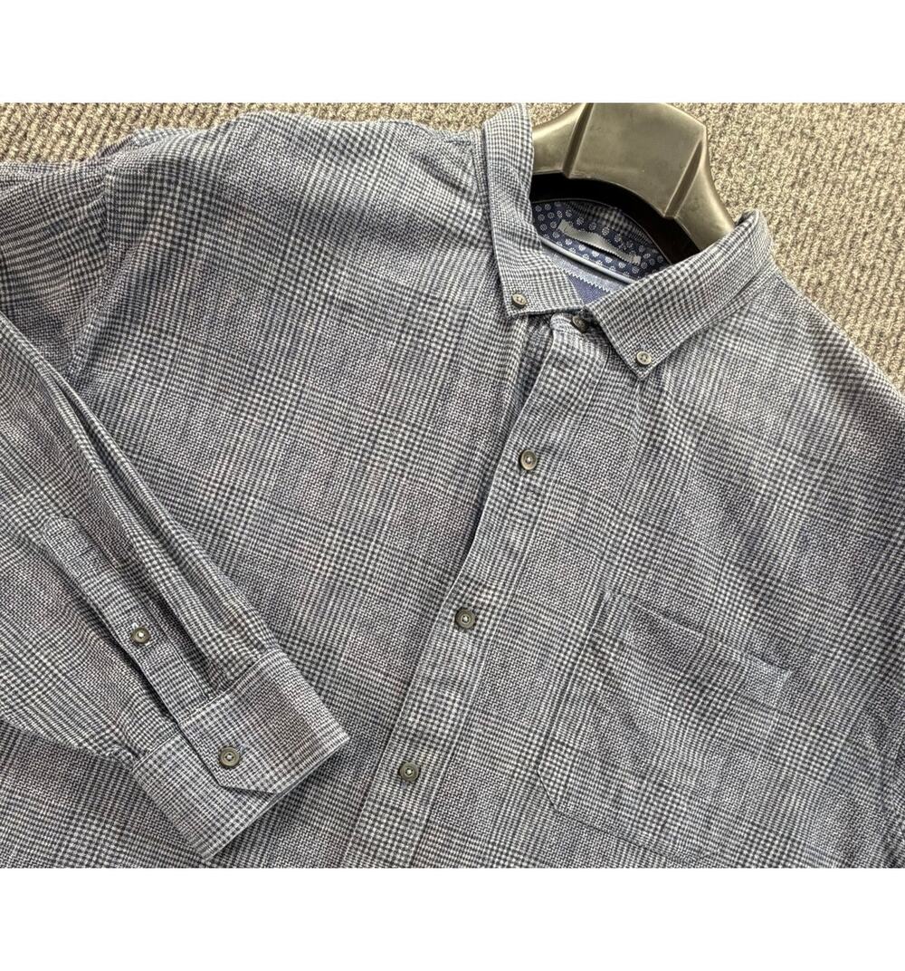Tommy Bahama 3XB Blue Linen Blend Button Front Shirt Big Tall Long Sleeve